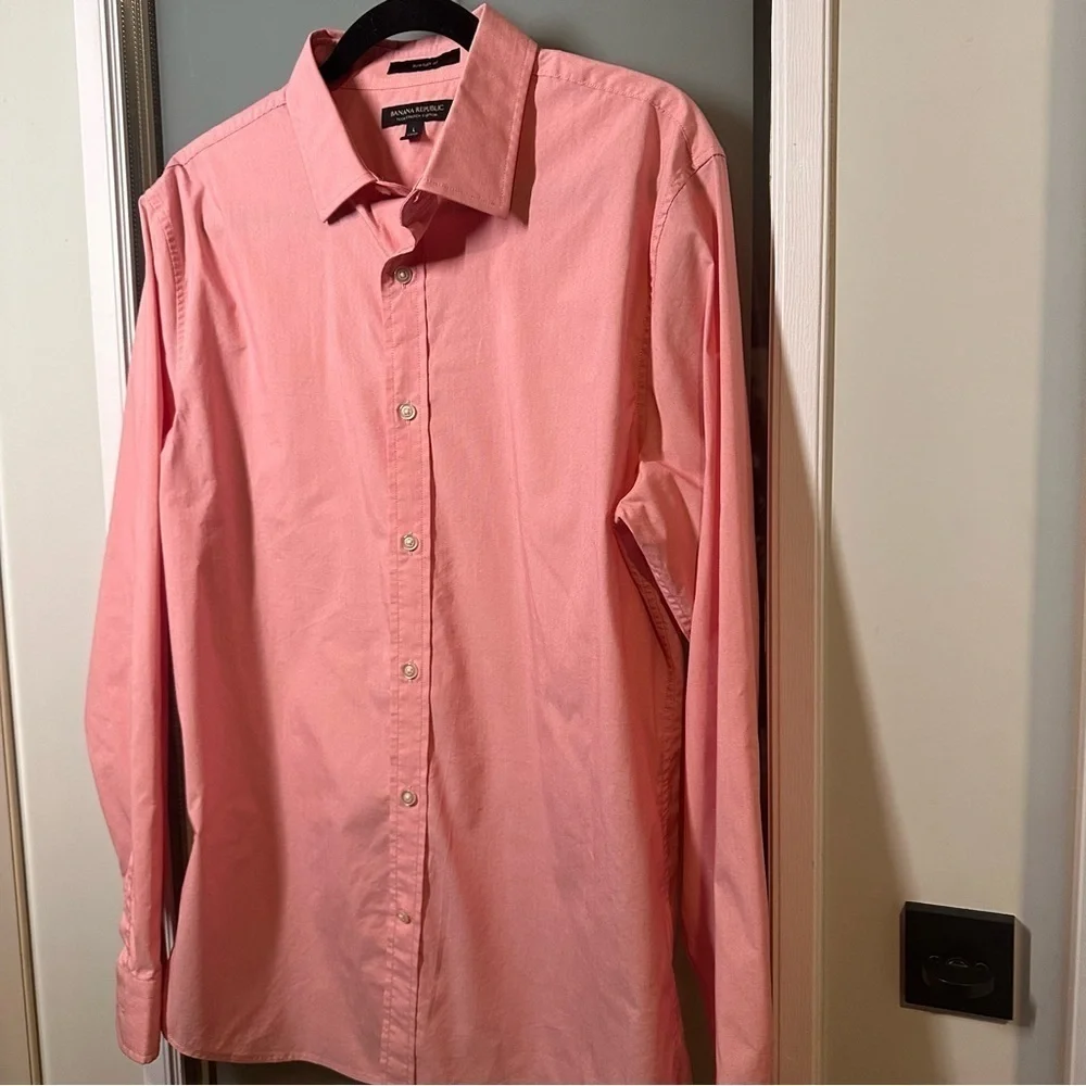 BANANA REPUBLIC Size L Mens Tech Stretch Cotton Slim Flex Fit Button Down Shirt